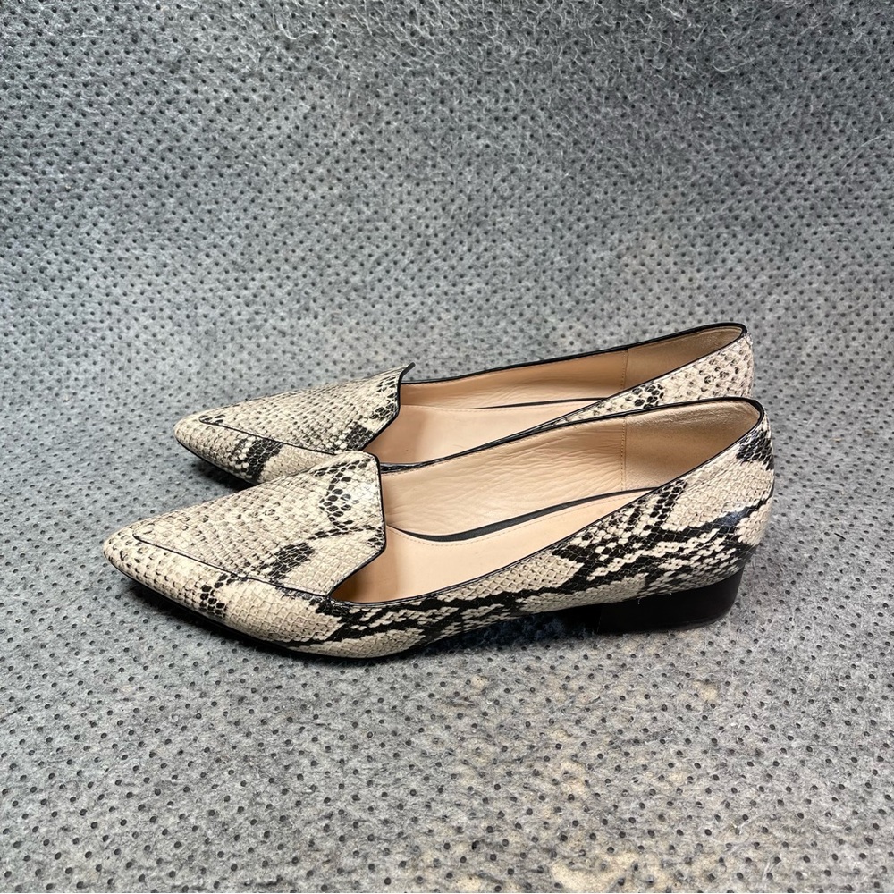 Cole Haan Women's Snakeskin-Patterned Pointed Toe Flats - Black and Cream